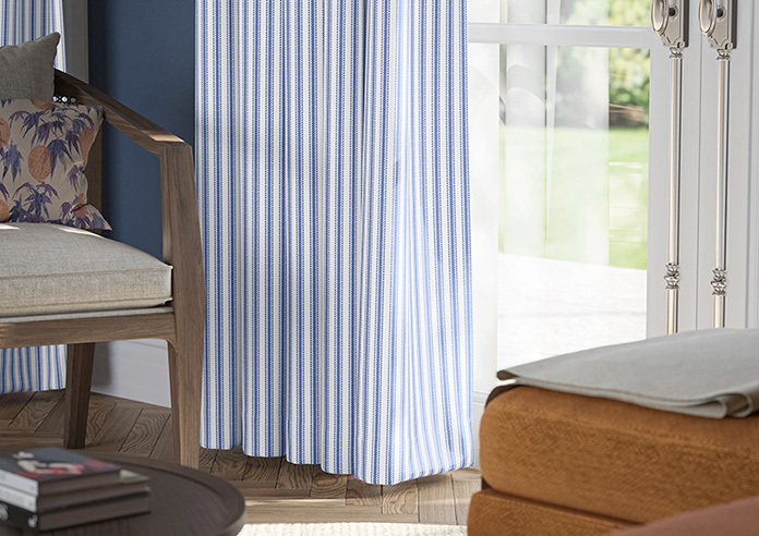 Lace Stripes, Soft Blue - Made to Measure Curtains - Image 5